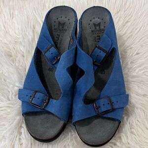 Mephisto Women's Blue Mules with Buckle Detail Size 40
